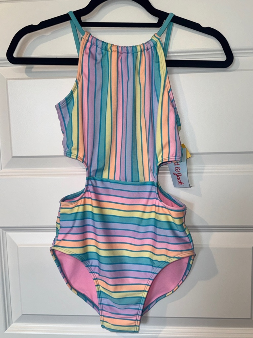 Cat & Jack Girls One-Piece Swimsuit in Rainbow Stripes